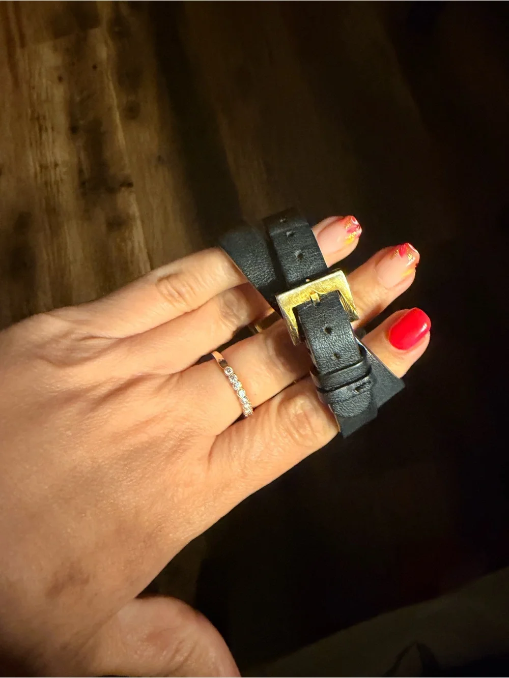 Tory Burch Leather Wrap Bracelet Fitbit band with Gold Accent - Blue